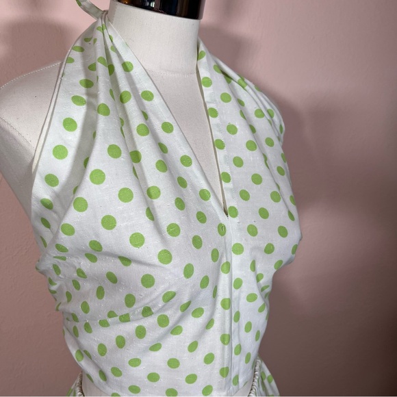 Vintage 60 70 Mod MCM Polka Dot Coquette Girl Cropped Top Maxi Skirt Set Dress - Picture 14 of 17